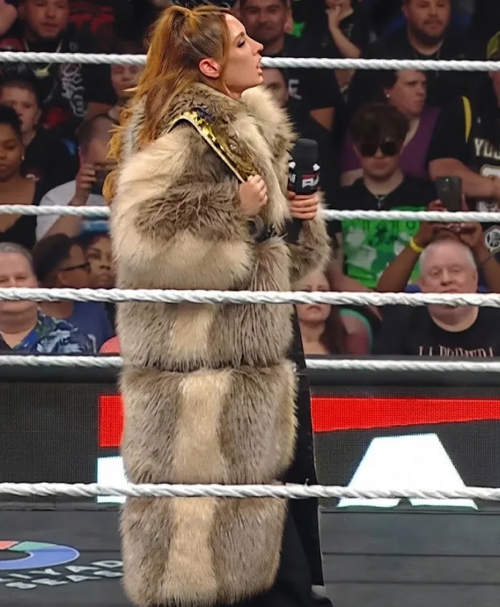 Order Now Becky Lynch Monday Night RAW 2026 Brown Fur Coat