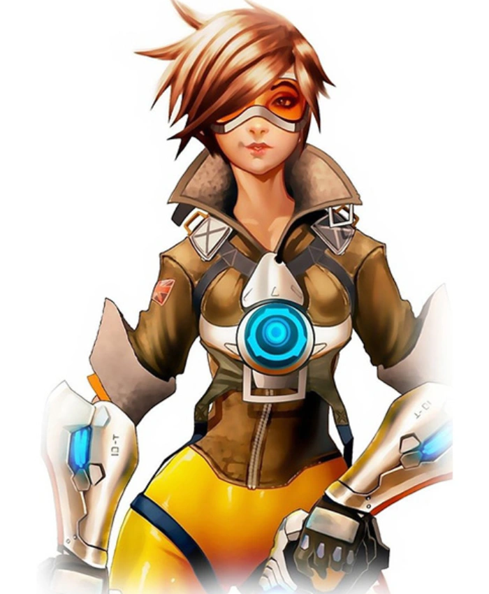 Overwatch Tracer Brown Shearling Leather Jacket Sale