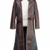 PUBG Brown And Grey Hooded Leather Coat