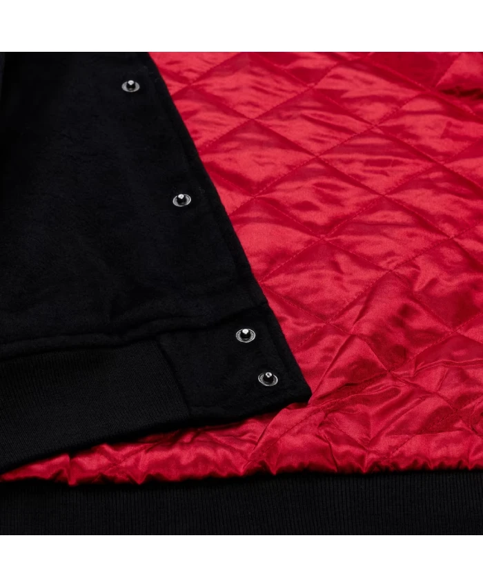 Philadelphia 76ers Black Hardwood Full Snap Wool Varsity Jacket On Sale