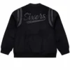 Philadelphia 76ers Black Hardwood Wool Varsity Jacket