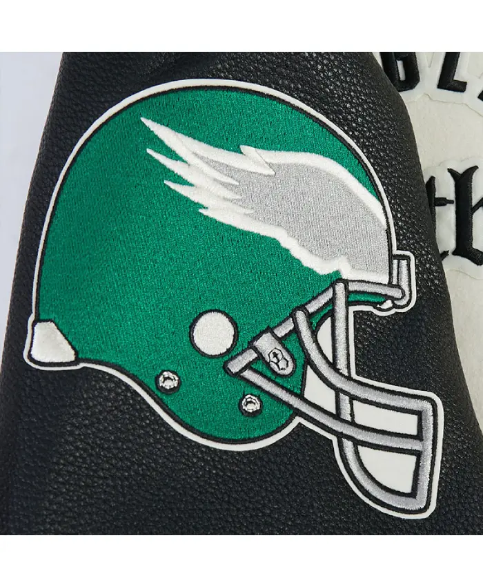 Philadelphia Eagles Modern Originals Classic Rib Black and White Varsity Jacket