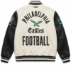 Philadelphia Eagles Modern Originals Classic Rib Black and White Wool Varsity Jacket Sale