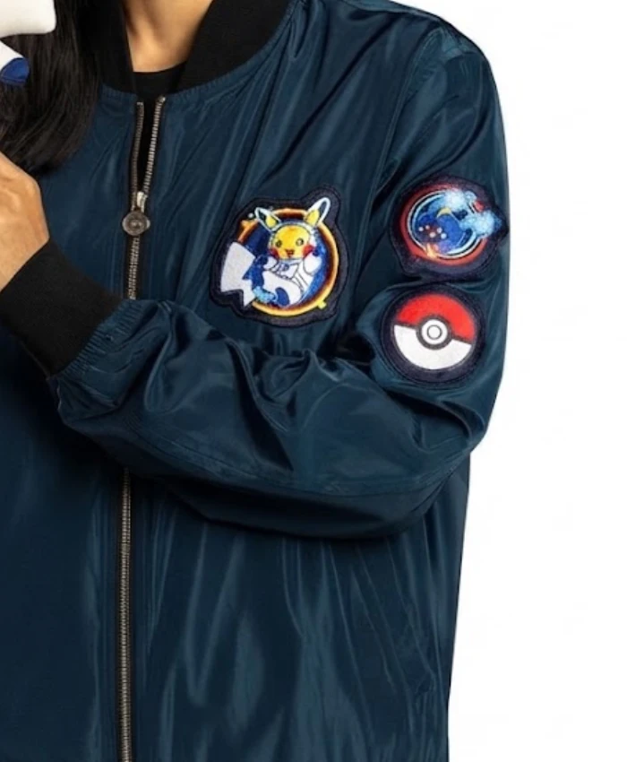 Pokemon x European Space Agency Navy Satin Bomber Jacket
