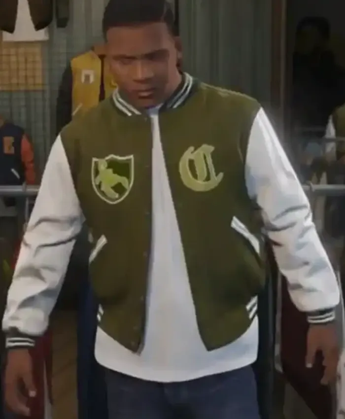 Pounders GTA V LS Green Letterman Jacket