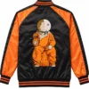 Pumpkin Lollipop Black and Orange Satin Varsity Bomber Jacket