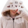 Pusheen Character Zip Up Cream Sherpa Hoodie