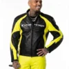 R and B Tour Chris Brown Balenciaga Black and Yellow Biker Leather Jacket