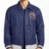 Riz Ahmed Bait 2026 Shah Latif Blue Bomber Leather Jacket For Men
