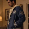 Riz Ahmed TV Series Bait 2026 Shah Latif Blue Bomber Leather Jacket For Men Sale