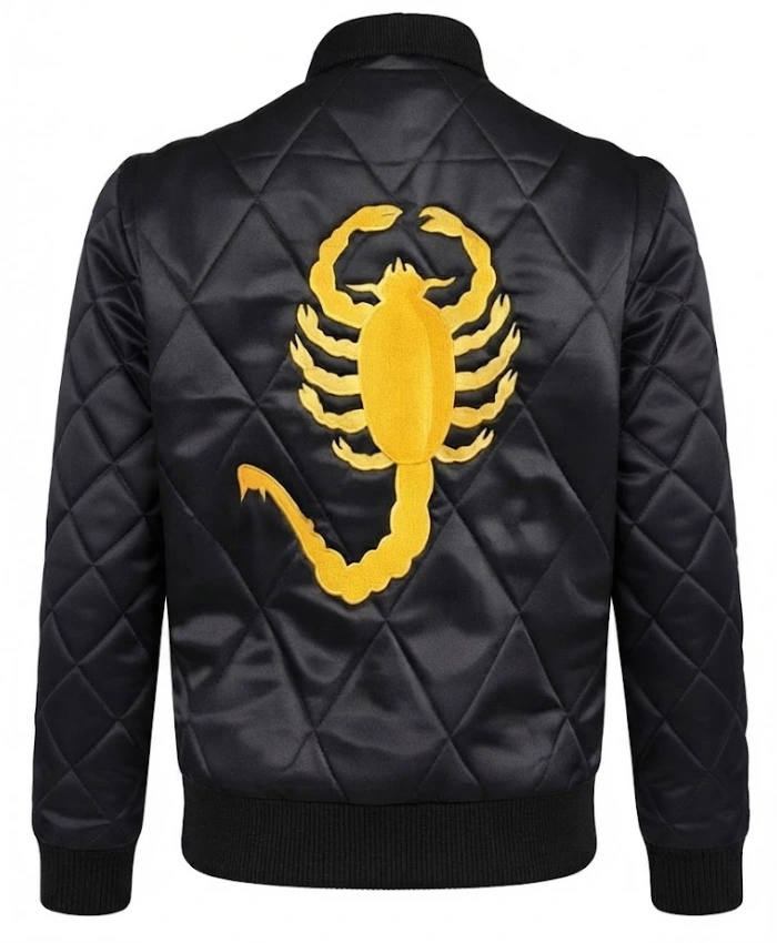 Ryan Gosling Scorpion Black Drive Quilted Bomber Jacket For Men