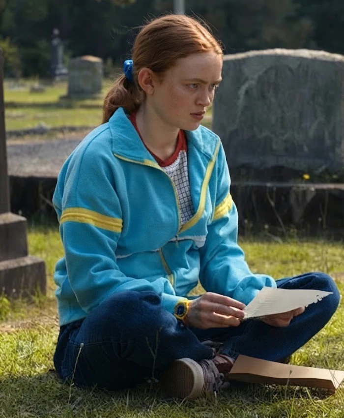 Sadie Sink Stranger Things Season 04 Max Mayfield Blue Fleece Jacket Sale