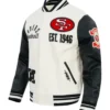 San Francisco 49ers Modern Originals Classic Rib Black Wool Varsity Jacket Sale