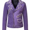Selena Quintanilla Asymmetrical Zipper Style Biker Moto Motorcycle Vegan Sequin Design Leather Jacket