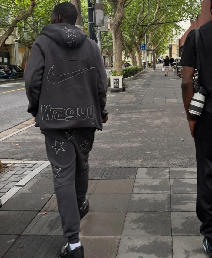 Shanghai Sheck Wes Rocking Wagyu x Nike Grey Fleece Hooded Jacket