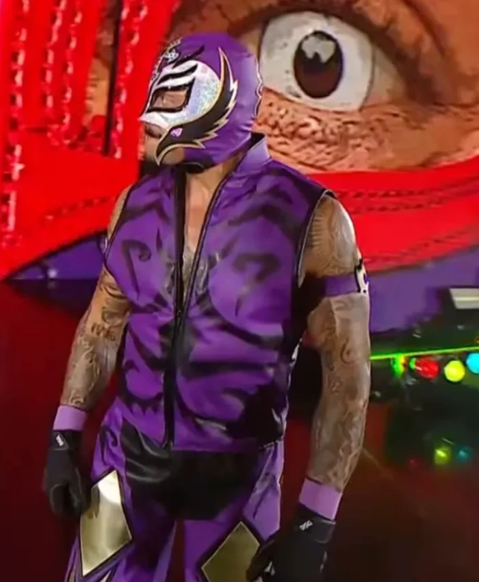 Shop AAA Triple Mania 34 Rey Mysterio Purple Halloween Havoc Wrestling Purple Vest Sale