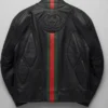 Shop BTS Jin Gucci Primavera Black Leather Jacket For Sale