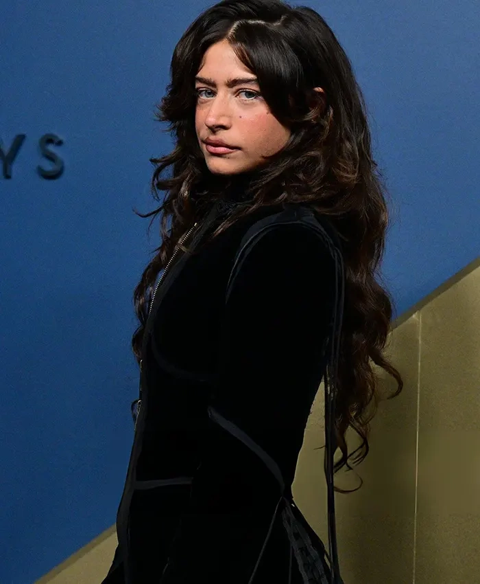 Shop Emmy Awards 2026 Odessa Azion Fringed Velvet Jacket