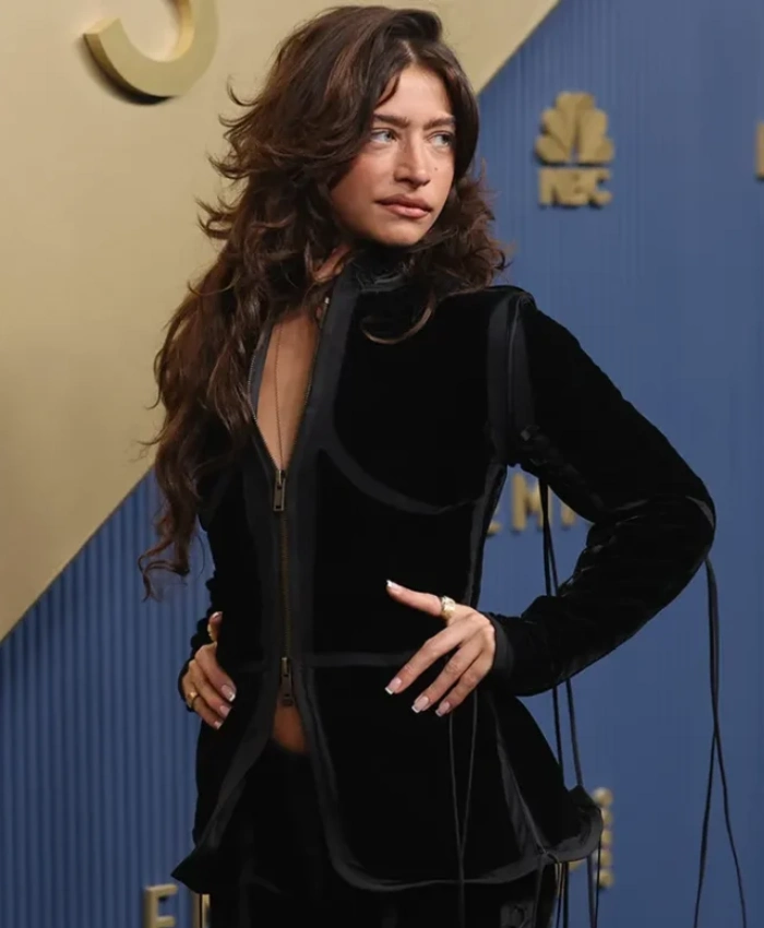 Shop Emmy Awards Odessa Azion Fringed Velvet Jacket