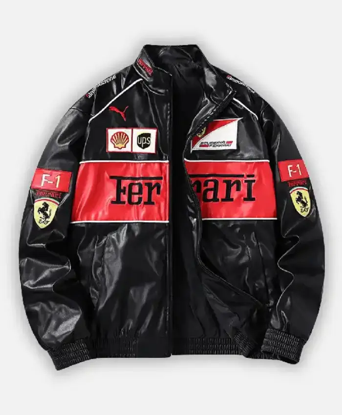 Ferrari F1 Vintage Racing Black Leather Jacket - LJB