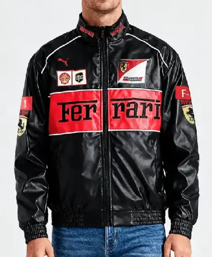 Ferrari F1 Vintage Racing Black Leather Jacket - LJB