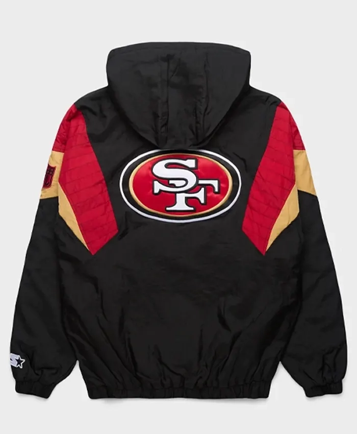 Shop HOMAGE x Starter 49ers Blackout Breakaway Pullover Half Zip Hooded Jacket On Sale