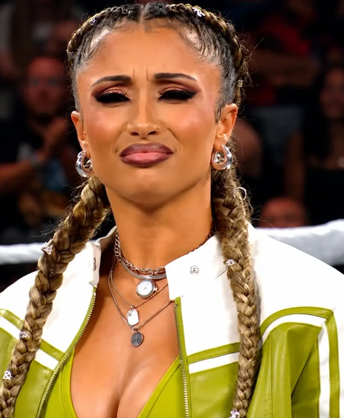 Shop Kelani Jordan WWE Next 2026 Cropped Moto Leather Jacket