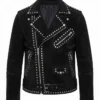 Shop Men And Women Stegaro Black Studded Leather Biker Jacket Sale
