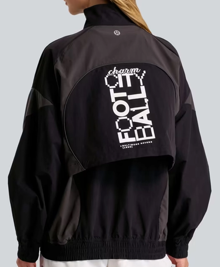 Shop NFL Baltimore Ravens Lululemon Womens Ventilated Oversized Black Track Jacket