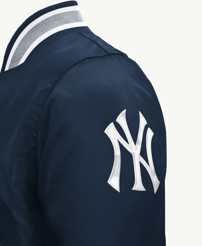 Shop New York Yankees Across Satin Full Snap Varsity Jacket