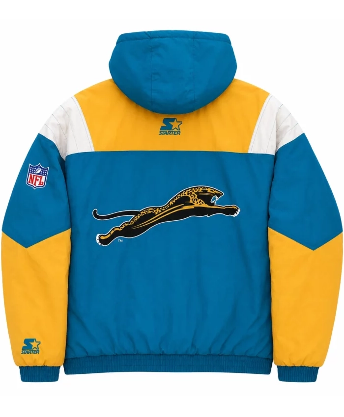 Shop Now 90s Jacksonville Jaguars Half Zip Blue Pullover Hooded Jacket