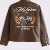 Shop Now Abercrombie McLaren F1 Brown Leather Racer Jacket Sale