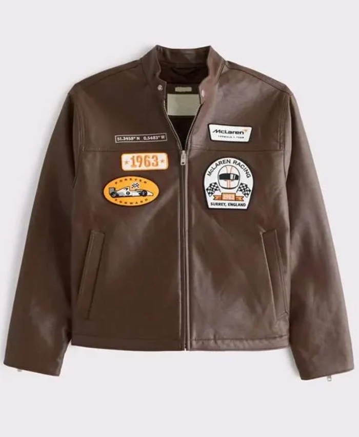 Shop Now Abercrombie McLaren F1 Brown Racer Jacket