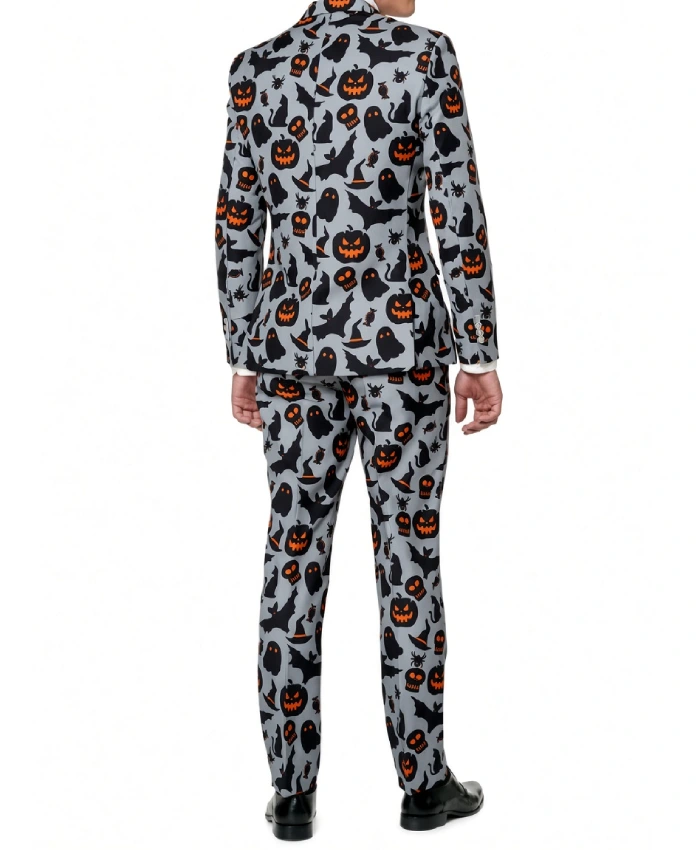 Shop Now Grey Halloween Pumpkin Printed Suit for Men