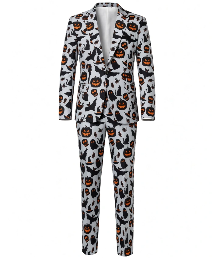 Shop Now Grey Halloween Pumpkin Printed Suit