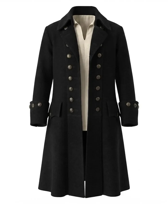 Shop Now Halloween Pirate Wool Long Black Trench Coat