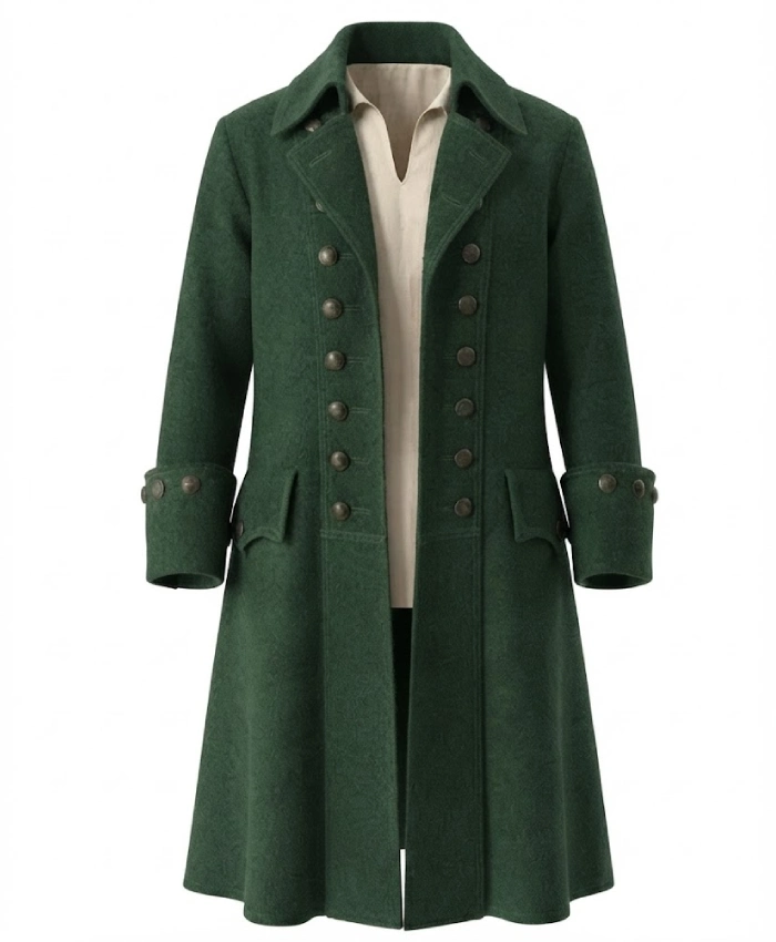 Shop Now Halloween Pirate Wool Long Trench Green Coat