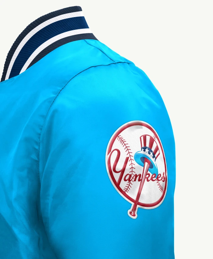Shop Now New York Yankees Across Satin Full Snap Varsity Blue Jacket