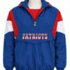 Shop Now Patriots 2026 Throwback Blue Half Zip Hooded Jacket