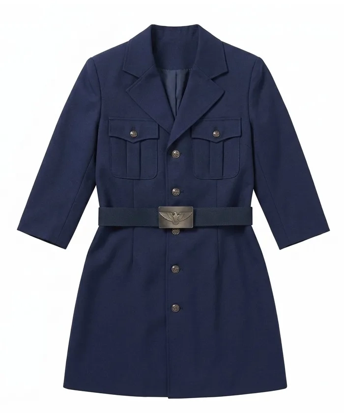 Shop Rayna Vallandingham Movie Street Fighter 2026 Juli Blue Overcoat On Sale
