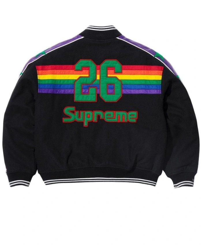 Shop Supreme x Mitchell and Ness Teams Black Wool Varsity Jacket