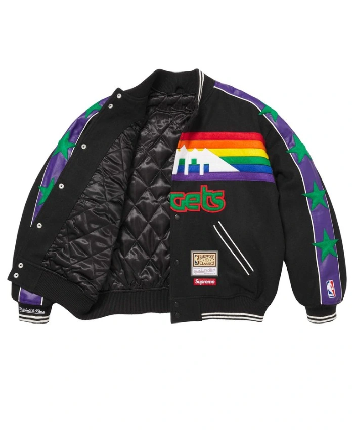 Shop Supreme x Mitchell and Ness Teams Wool Black Varsity Jacket