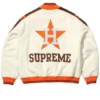 Shop Supreme x Mitchell and Ness Teams Wool Off White Varsity Jacket