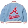 Shop Supreme x Mitchell and Ness Teams Wool Varsity Blue Jacket