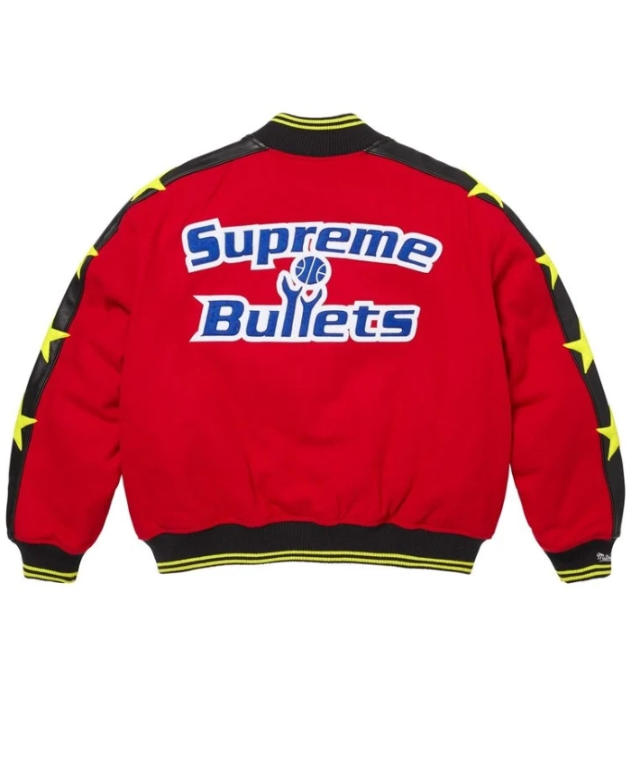 Shop Supreme x Mitchell and Ness Teams Wool Varsity Red Jacket