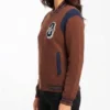 Shop OVO Cardigan Brown Wool Varsity Jacket
