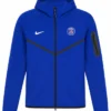 Soccer Club Paris Saint Germain Nike Tech Royal Blue Fleece Track Hooded Jacket 