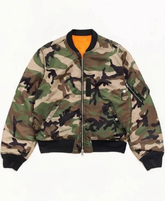 STUSSY ファー付き MA-1 ブルゾン S/M カーキ レア ミリタリー Stüssy MA-1 Bomber Jacket