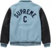 Supreme 2013 Captain Blue Wool Leather Varsity Jacket For Sale