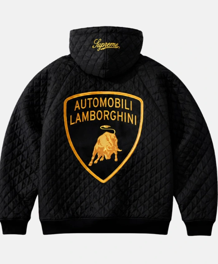 Supreme Automobili Lamborghini Zip Up Black Hooded Work Jacket